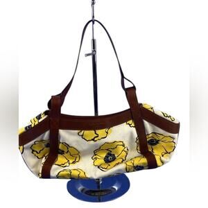Kate Spade Chelsea Floral Yellow and Brown Women's Vintage Handbag Tote